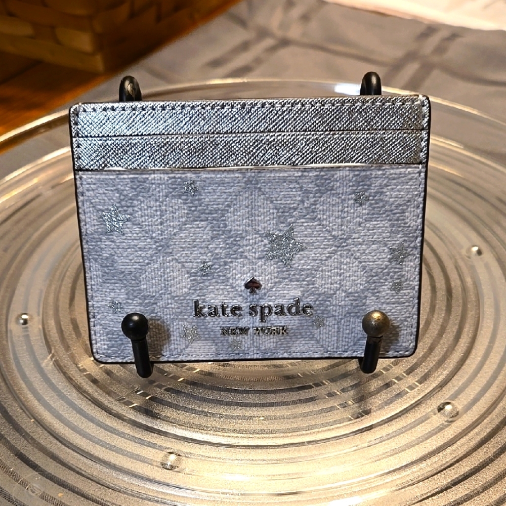 Kate Spade Flower Star Toss Slim Silver Star Card Holder